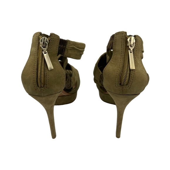 SCHUTZ Criss Cross Platform Heels Olive Green 9B - Picture 9 of 12